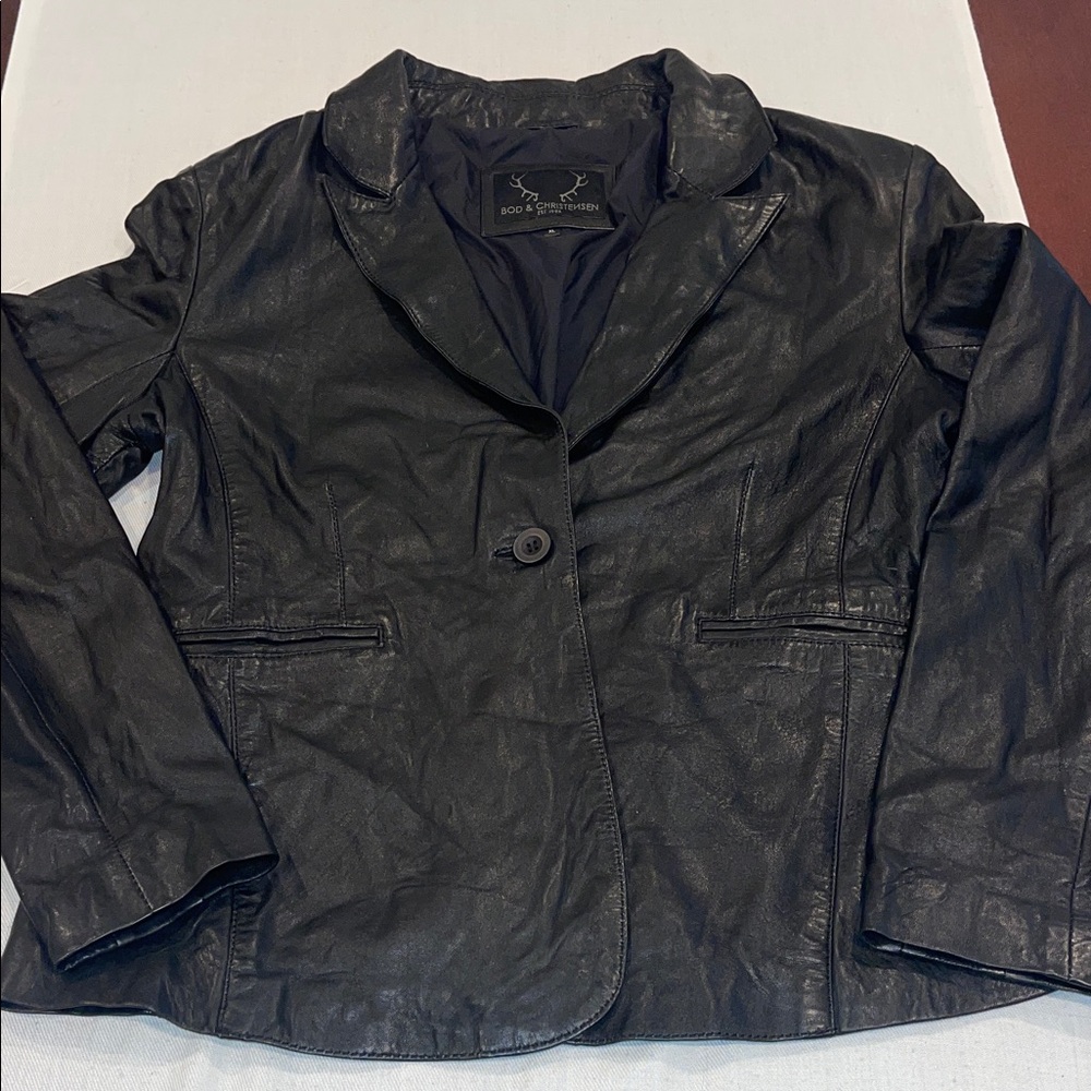 3201101 Bid & Christensen Elegant Black Blazer / Jacket see pics SZ XL leather